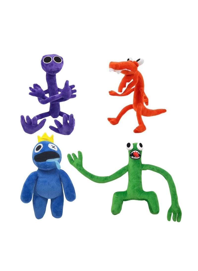 4 قطع روبلوكس رينبو فريندز القطيفة، ألعاب قطيفة لأصدقاء قوس قزح دمية حيوانات محشوة ناعمة ولطيفة، أفضل هدية للأولاد والبنات لمختلف المهرجانات ومحبي الألعاب (الأزرق والأخضر والأرجواني والبرتقالي) - Image 1