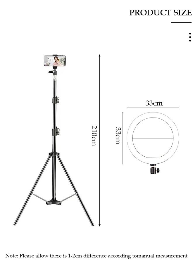 DUNISO حلقة ضوء سيلفي مع حامل ثلاثي، حامل هاتف محمول مع بلوتوث، حامل بث مباشر للهاتف للاستخدام الخارجي والداخلي، حامل بث مباشر مع حامل ثلاثي وحامل هاتف، ضوء ثلاثي الألوان لفيديو سيلفي مباشر Vlog - Image 2
