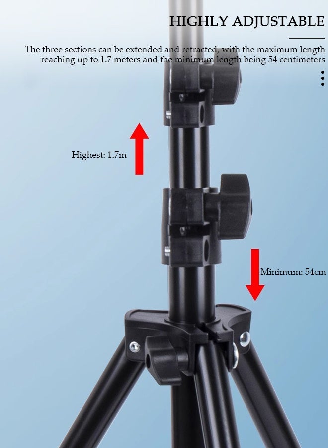 DUNISO حلقة ضوء سيلفي مع حامل ثلاثي، حامل هاتف محمول مع بلوتوث، حامل بث مباشر للهاتف للاستخدام الخارجي والداخلي، حامل بث مباشر مع حامل ثلاثي وحامل هاتف، ضوء ثلاثي الألوان لفيديو سيلفي مباشر Vlog - Image 5