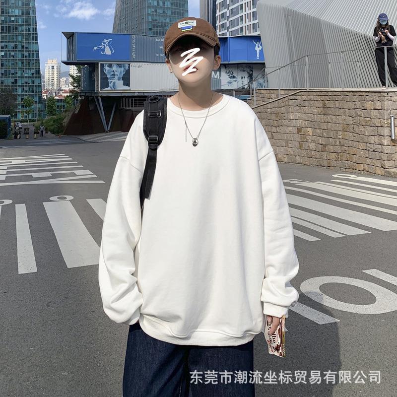 Autumn Winter Solid Hoodie Men Casual Oversized Fleece White [fleece-lined Style]] 