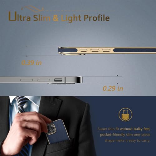 LOHASIC for iPhone 16 Pro Max Case Leather, Men Women Luxury PU Leather Classic Back Cover Soft Grip Cases for iPhone 16 Pro Max 6.9 Inch 2024, Navy Blue - Image 3