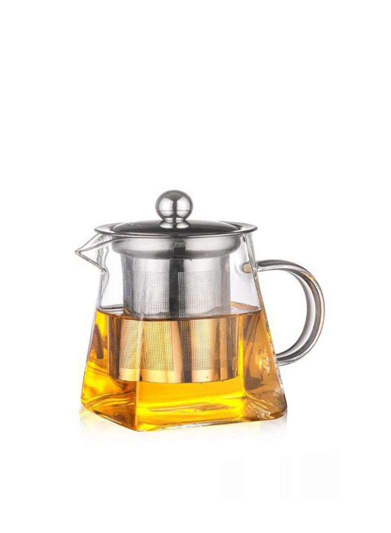 تيلاند إبريق شاي زجاجي من البورسليكات مع فلتر من الفولاذ المقاوم للصدأ بتصميم مربع سعة 0.350 لتر - Image 1