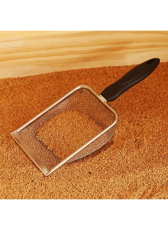 Litter Scoop Stainless Steel Mesh Scooper with Long Handle, Durable Metal Non-Stick Deep Shovel - Image 4