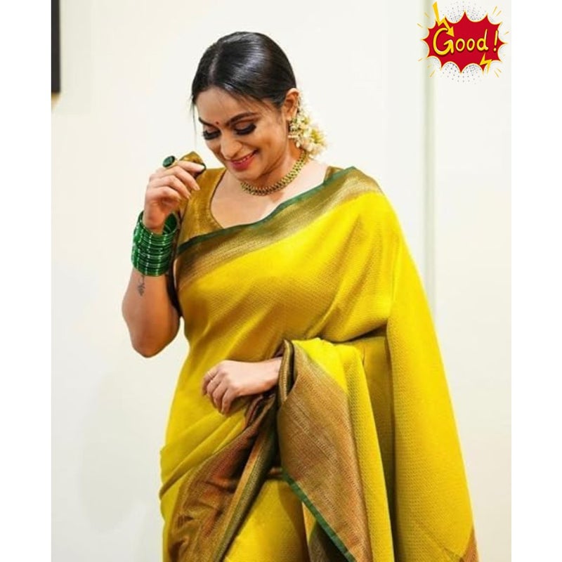 Women's Pure Kanjivaram Soft Silk Saree for Wedding With Blouse Piece Leriya Paithani - Image 3