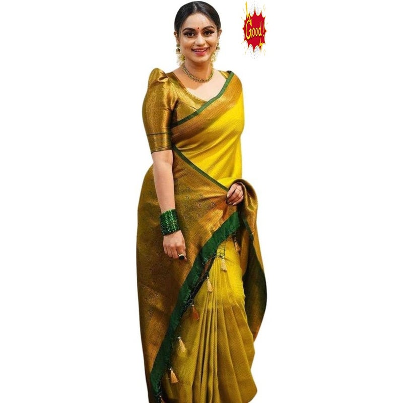Women's Pure Kanjivaram Soft Silk Saree for Wedding With Blouse Piece Leriya Paithani - Image 1