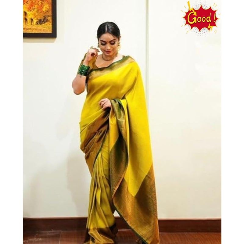 Women's Pure Kanjivaram Soft Silk Saree for Wedding With Blouse Piece Leriya Paithani - Image 4
