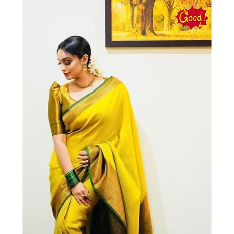 Women's Pure Kanjivaram Soft Silk Saree for Wedding With Blouse Piece Leriya Paithani - Image 2