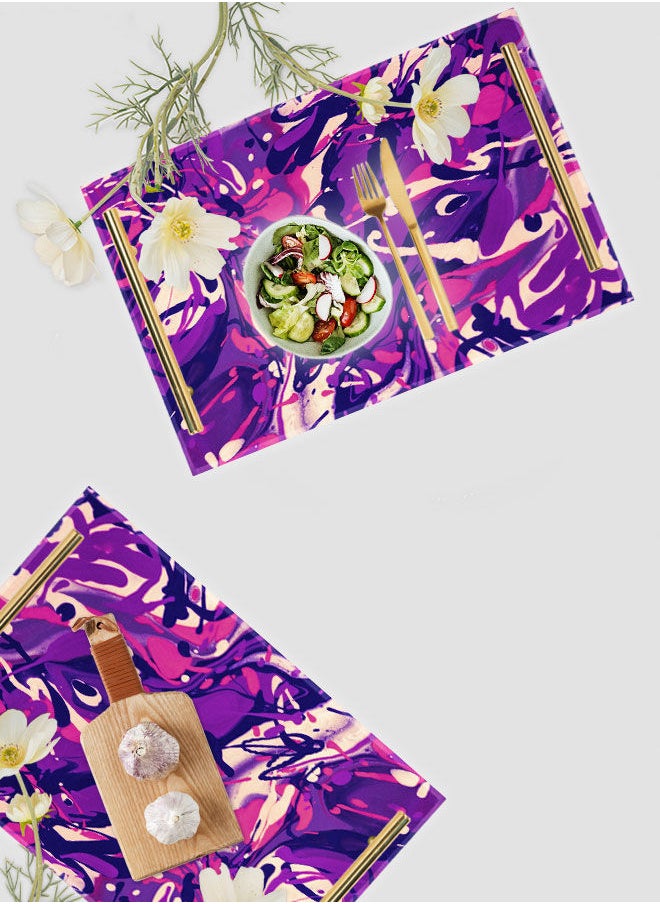 LOWHA Decorative Acrylic Serving Tray with Gold Color Metal Handles Watercolor Scribble 20x30cm  - Image 4