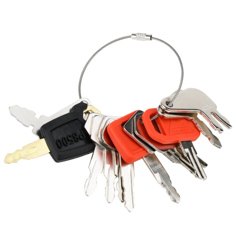 Tecreddy 12 Heavy Equipment Keys Construction Key Master Set for Cat Caterpillar John Deere Komatsu Bobcat Hyster Takeuchi Case Kobelco Lucas New Holland Keys Heavy Equipment Machine - Image 2