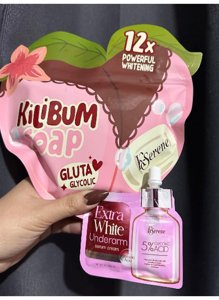 kserene صابون KSerene KiLiBUM 70 جرام × 3 قطع وكريم سيروم تحت الإبط الأبيض الإضافي 30 مل - Image 2