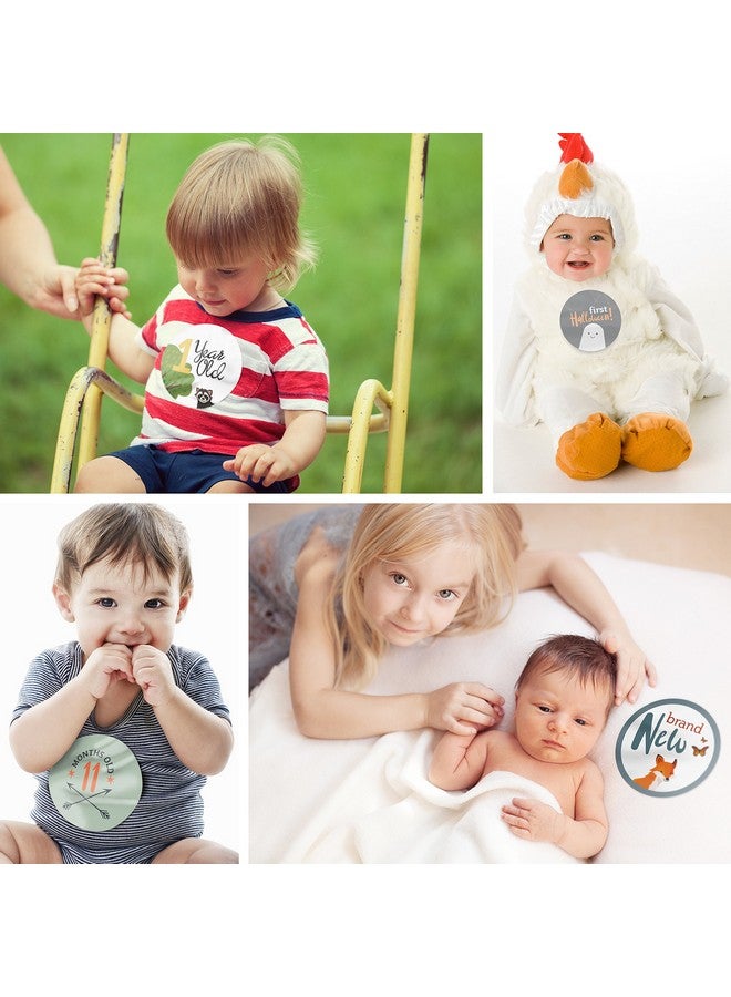 RubyRoo Baby Milestone Stickers - Monthly Stickers for Boy - 28 Pack - Includes 12 Monthly,1st Year Milestones & First Holidays - Perfect Baby Shower & Newborn Birthday Gift (Woodland) - Image 2