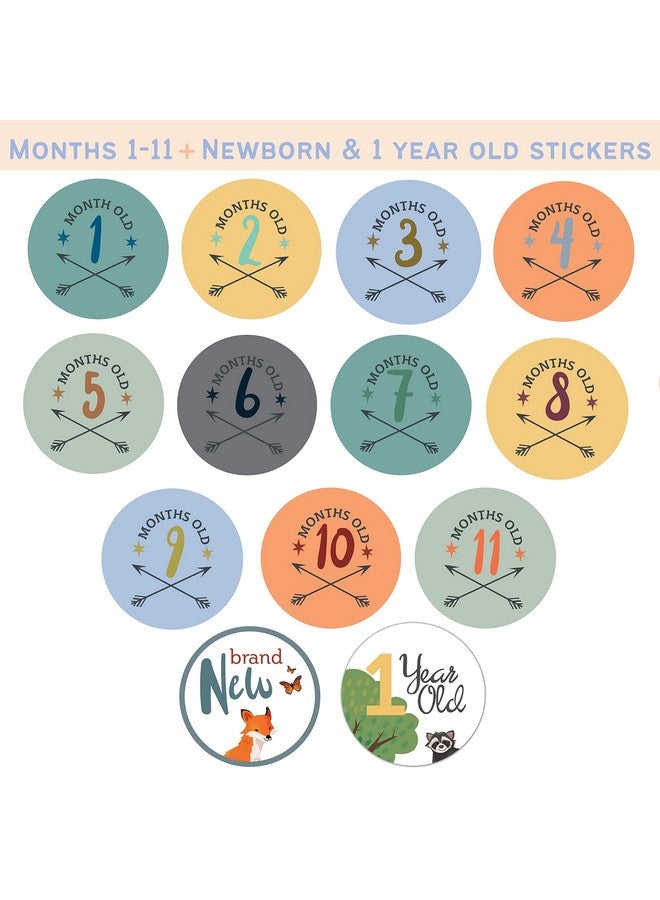 RubyRoo Baby Milestone Stickers - Monthly Stickers for Boy - 28 Pack - Includes 12 Monthly,1st Year Milestones & First Holidays - Perfect Baby Shower & Newborn Birthday Gift (Woodland) - Image 3