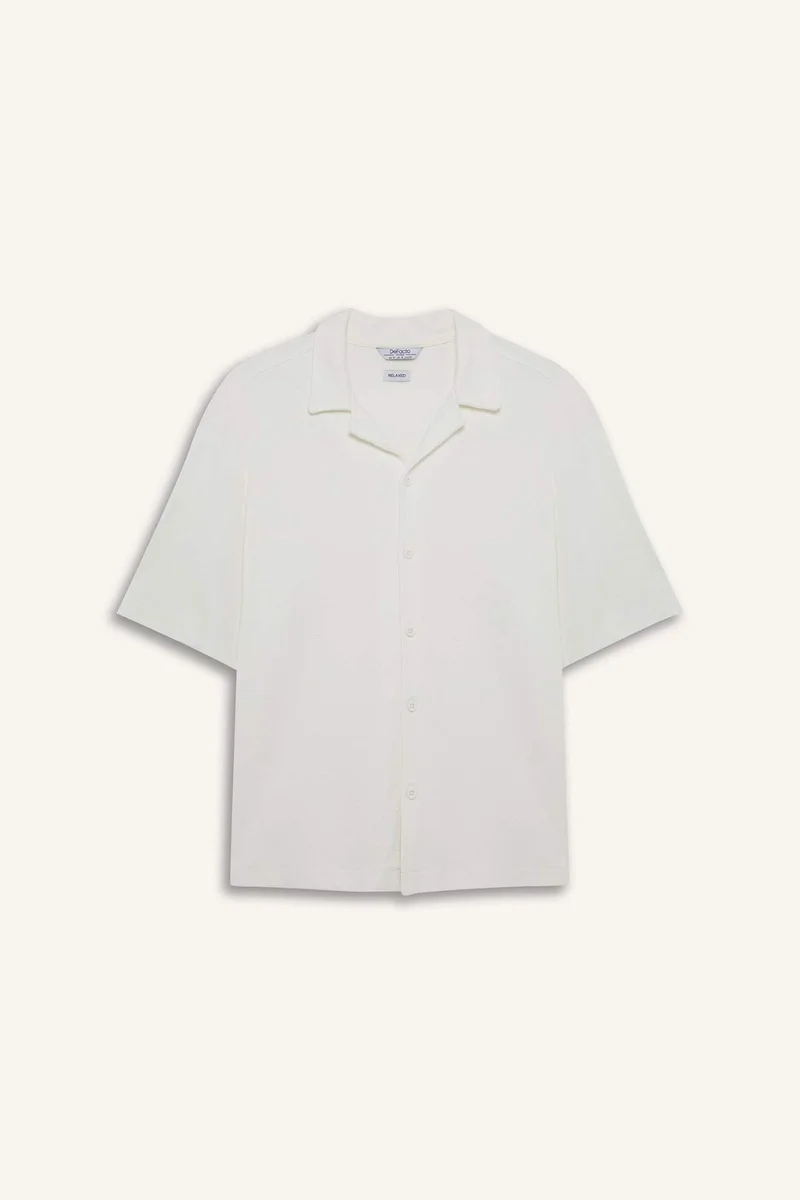 DeFacto Relax Fit Apache Neck Thin Sweatshirt Fabric Short Sleeve Shirt