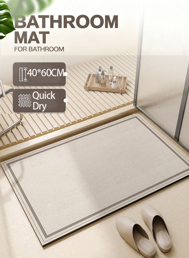 شو وو سجادة حمام دياتوم (1 قطعة 40 * 60 سم) ، سجاد أرضية الحمام المضادة للانزلاق وسجادة حمام سريعة الجفاف ، حصيرة حوض استحمام فائقة الامتصاص مع سجادة غير قابلة للانزلاق ، سميكة ، ناعمة ، أسهل تنظيف - Image 1
