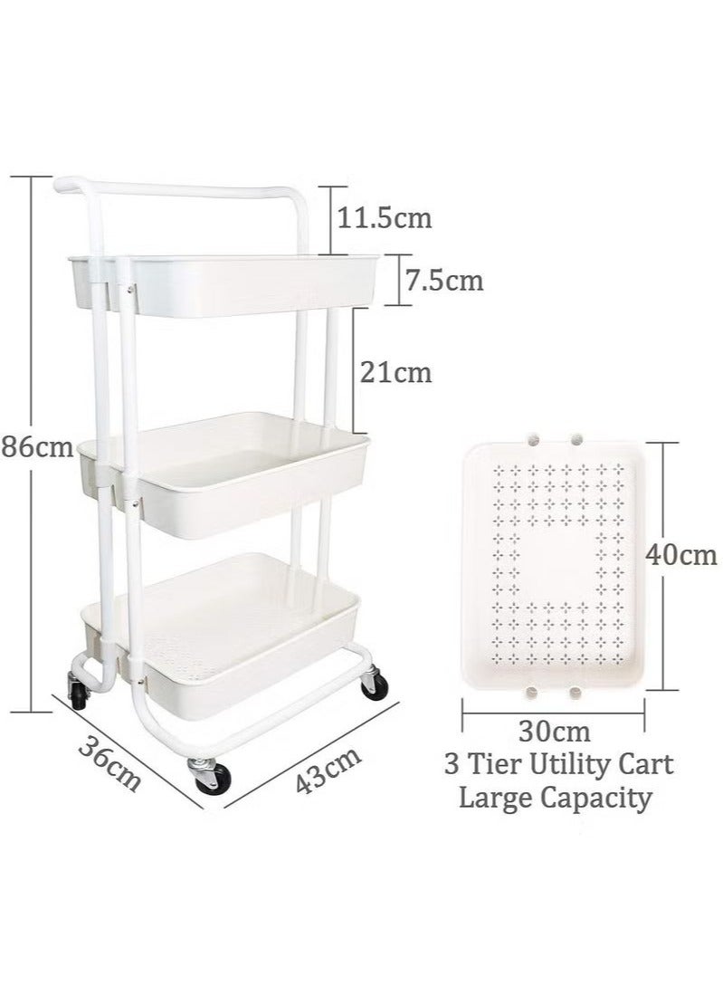 3-layer multifunctional trolley, used for bathroom, room, living room storage and toy storage. white - Image 2