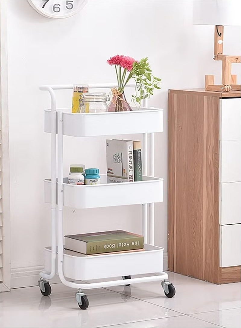 3-layer multifunctional trolley, used for bathroom, room, living room storage and toy storage. white - Image 4