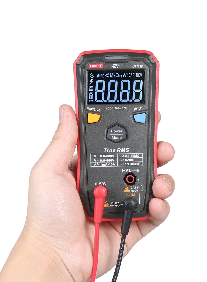 UNI-T Palm-sized Digital Multimeter AC/DC True-RMS Multimeter 4mF(4000uF) Large Capacitance Meter Auto-ranging Multi Tester with Resistance Capacitance Diode Continuity NCV Live Wire Tests - Image 3