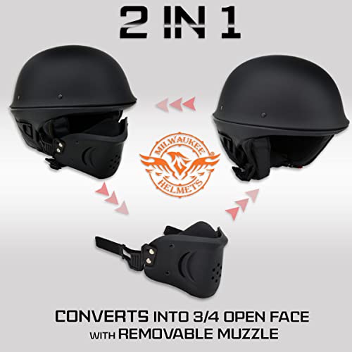 Milwaukee Helmets Open Face 3/4 Motorcycle Biker Rider Helmets MPH98XX - Medium - Image 2