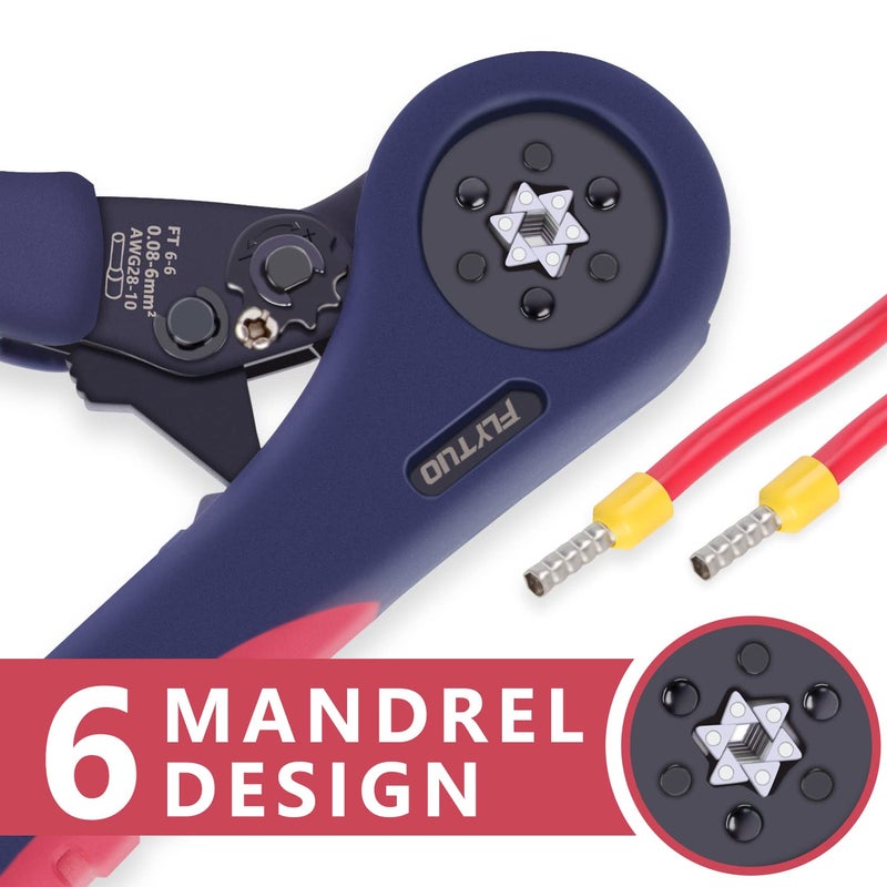 Flytuo Upgraded Hexagonal Ferrule Crimping Tool  New Hsc8 6-6A Self-Adjusting Ratchet Wire Crimper Plier For Wire Terminals Cables End-Sleeves Awg28-10 - Image 3