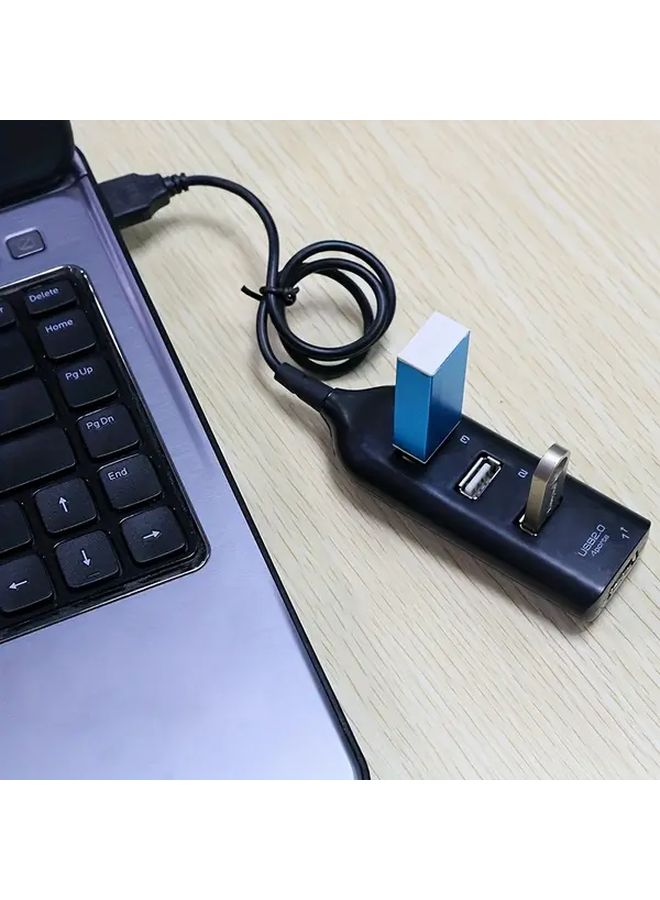 4 منفذ أبيض USB 2.0 محور عالي السرعة مقسم مضغوط مع كابل للكمبيوتر المحمول - Image 1