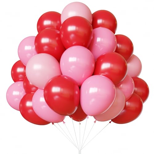 YMSZ Red and Pink Balloons Valentines Balloons 67pcs 12 Inch Pink and Red Balloon for Birthday Valentines Anniversary Party Decorations - Image 1