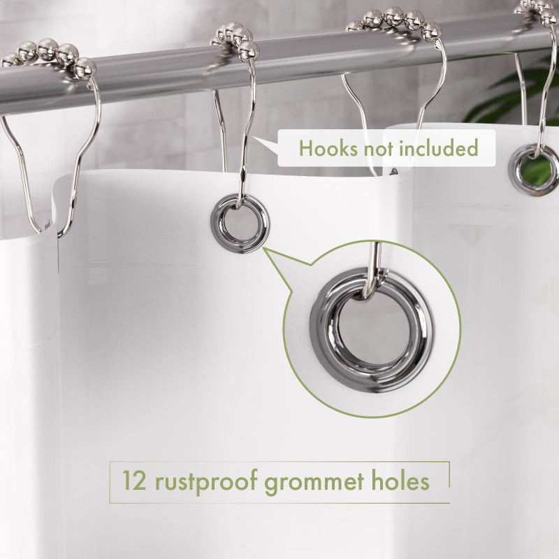 AmazerBath Shower Curtain Liner, 72x72 Plastic White Shower Curtain Liner, Cute Waterproof PEVA Shower Curtains, Lightweight Shower Curtains for Bathroom with Magnets and 12 Rustproof Grommet Holes - Image 4
