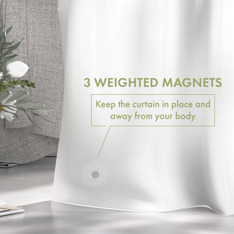 AmazerBath Shower Curtain Liner, 72x72 Plastic White Shower Curtain Liner, Cute Waterproof PEVA Shower Curtains, Lightweight Shower Curtains for Bathroom with Magnets and 12 Rustproof Grommet Holes - Image 5