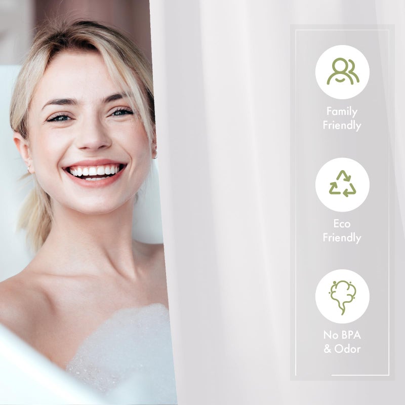 AmazerBath Shower Curtain Liner, 72x72 Plastic White Shower Curtain Liner, Cute Waterproof PEVA Shower Curtains, Lightweight Shower Curtains for Bathroom with Magnets and 12 Rustproof Grommet Holes - Image 2