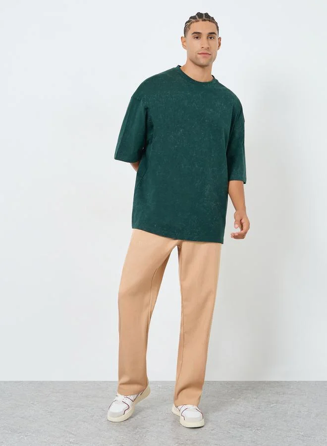 Styli Men Green Graphic Print Boxy Fit T-Shirt