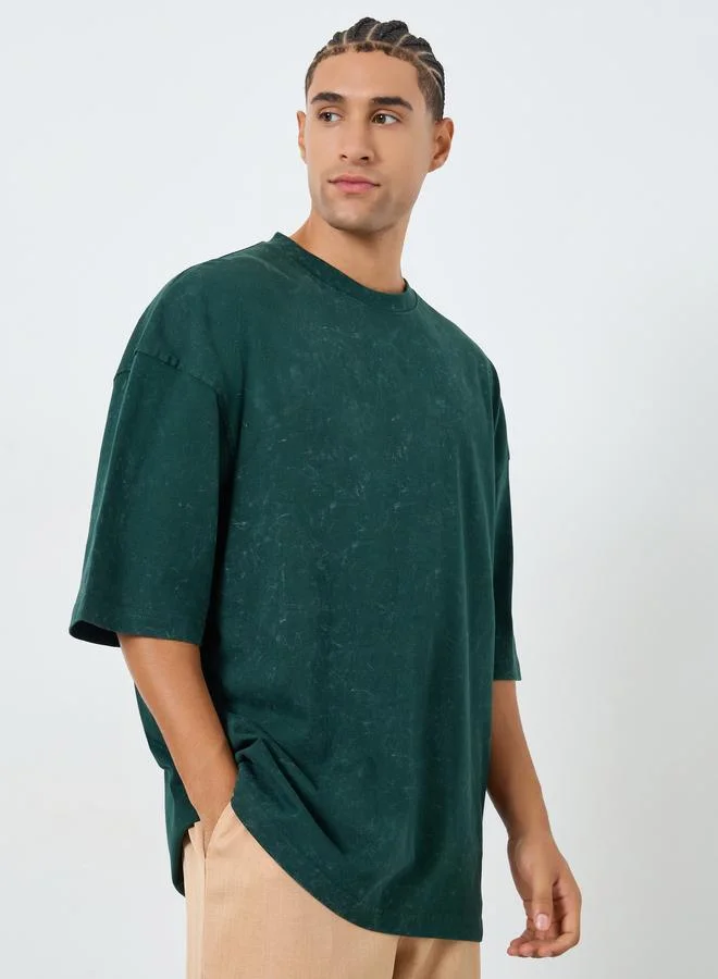 Styli Men Green Graphic Print Boxy Fit T-Shirt