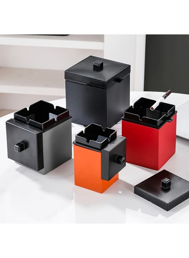 Grey Windproof Stainless Steel Ashtray With Lid Compact Portable For Car Home Office - Image 5