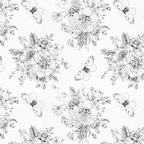 Micpolo Floral and Butterfly Self Adhesive Shelf Liner for Kitchen Bedroom Cabinets Waterproof Drawer Liner Dresser Vinyl Rolls 17.7In X 78.7In - Image 1