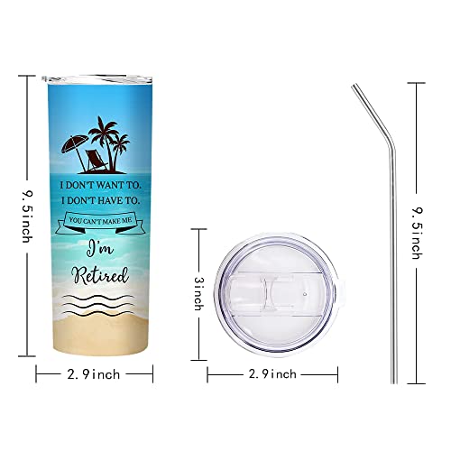Fatbaby Retirement Gifts for Women,Happy Retirement Travel Tumbler Cup,Retired Gifts for Women Coworker,Vacuum Insulated Stainless Steel Skinny Tumbler With Lid and Straw 20oz - Image 3