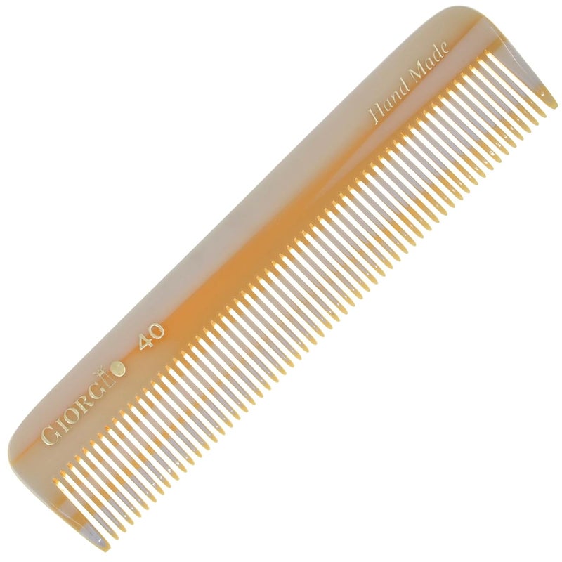 Giorgio G40 Handmade All Fine Tooth Pocket Comb, Hair Comb Straightener for Everyday Grooming Styling Hair, Mustache and Beard for Men Women and Kids, Saw Cut and Polished (4.5")
