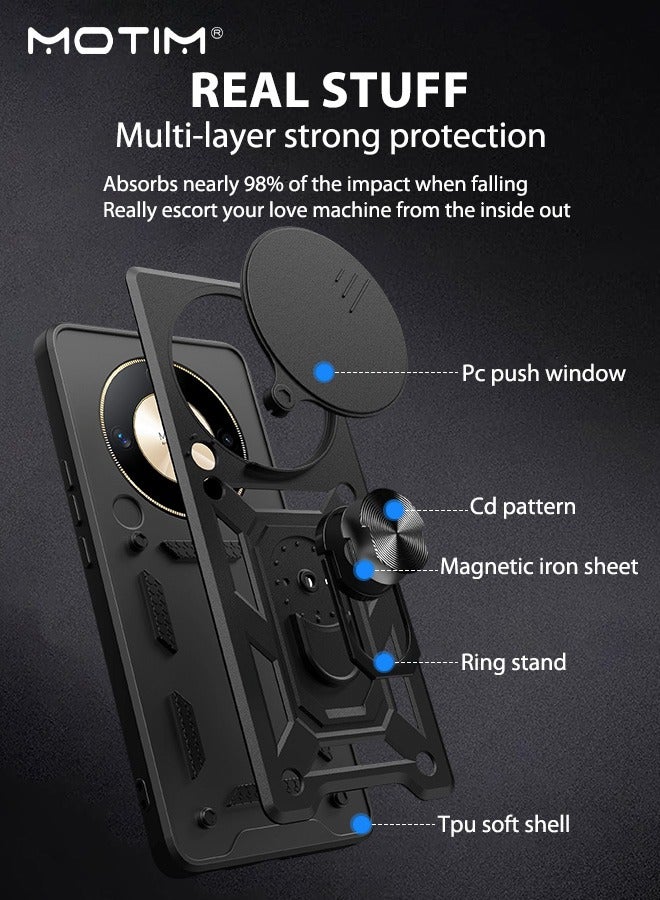 Motim Honor X9b Armor Case Cover with Slide Camera Cover, 360° Rotating Ring Kickstand Bracket, Shockproof Anti-drop Protective Back Cover, Magnetic Car Mount Holder Function  - Image 5