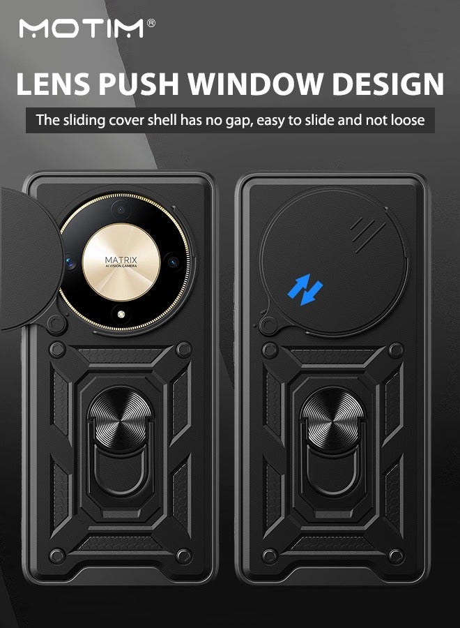 Motim Honor X9b Armor Case Cover with Slide Camera Cover, 360° Rotating Ring Kickstand Bracket, Shockproof Anti-drop Protective Back Cover, Magnetic Car Mount Holder Function  - Image 2