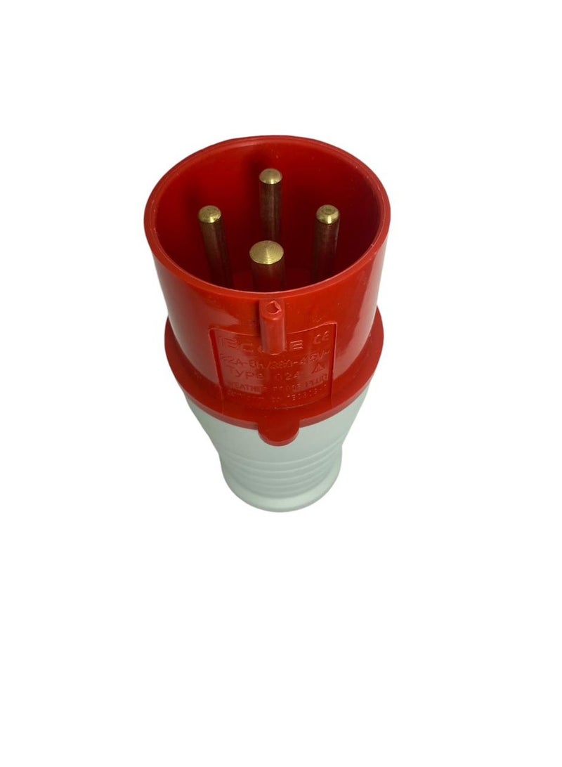 32A Rocket 380V Male Plug 3 Prong + Ground 6H Waterproof - Image 1