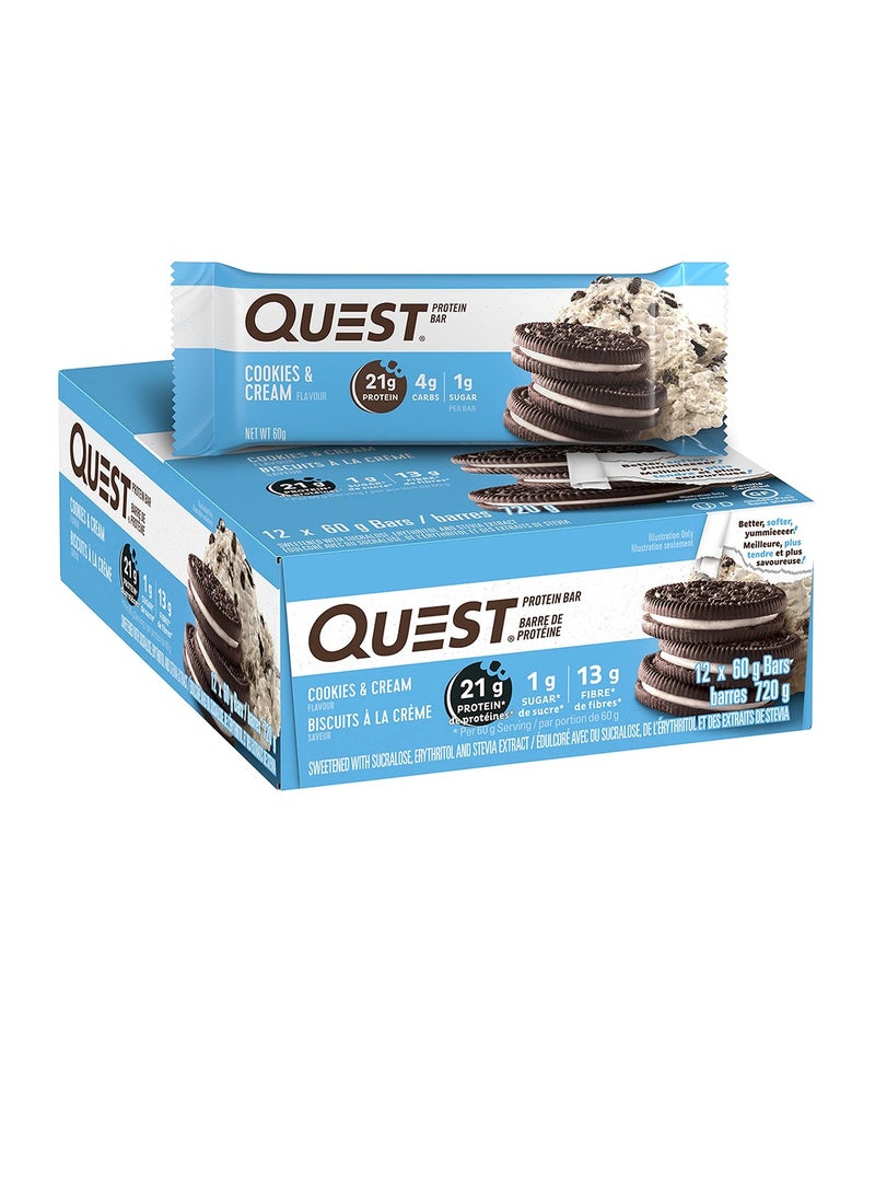 Quest Protein Bar Cookies & Cream 60g Pack of 12 - Image 2