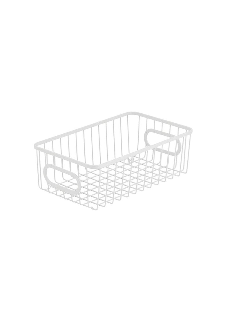 Go Hooked Go Hooked Multipurpose 10" Metal Bathroom Storage Organizer Basket Bin - Modern Wire Grid Design - for Organization in Cabinets, on Countertops, Bedroom, Kitchen, Bathroom, Garage (Pack of 1, White)  - Image 1