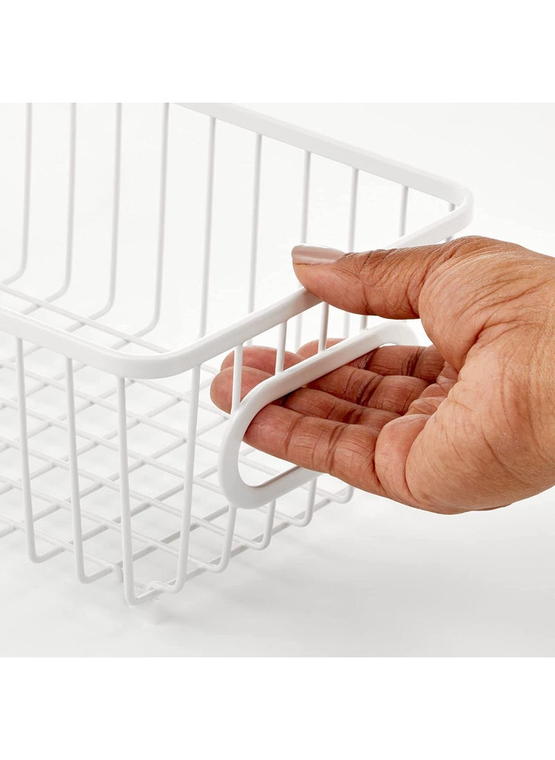 Go Hooked Go Hooked Multipurpose 10" Metal Bathroom Storage Organizer Basket Bin - Modern Wire Grid Design - for Organization in Cabinets, on Countertops, Bedroom, Kitchen, Bathroom, Garage (Pack of 1, White)  - Image 3