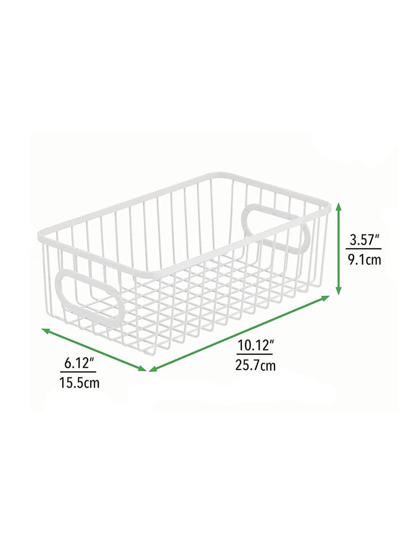 Go Hooked Go Hooked Multipurpose 10" Metal Bathroom Storage Organizer Basket Bin - Modern Wire Grid Design - for Organization in Cabinets, on Countertops, Bedroom, Kitchen, Bathroom, Garage (Pack of 1, White)  - Image 2