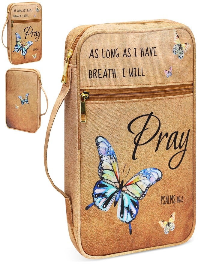 GUEER Bible Cover for Women, Bible Holder, Bible Cover Carrier Carrying Organizer Bag, God is Within Her She Will Not Fall, Zipper and Pockets for Standard Size Bible, Gift for Women（Butterfly） - Image 1