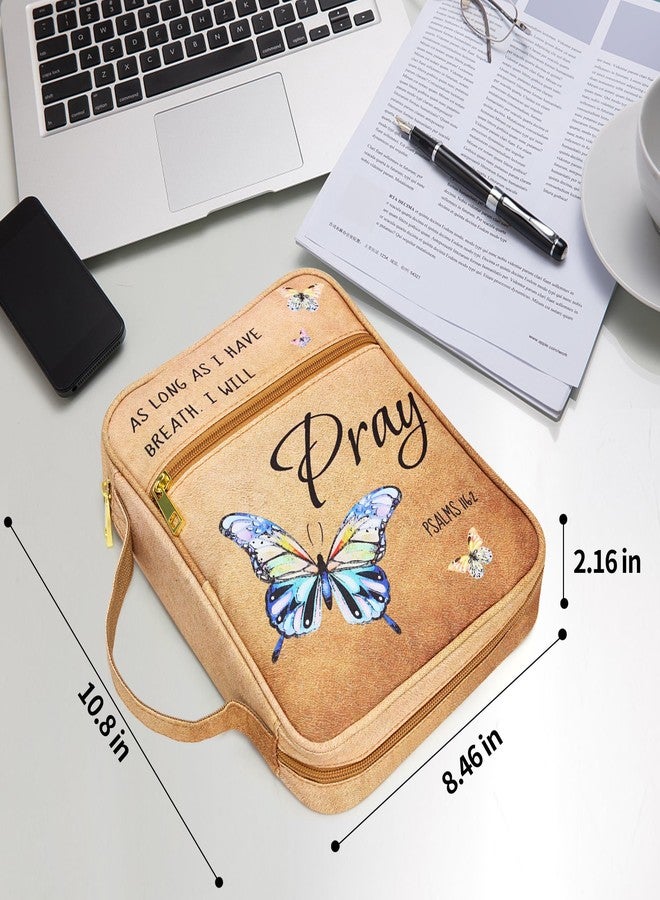 GUEER Bible Cover for Women, Bible Holder, Bible Cover Carrier Carrying Organizer Bag, God is Within Her She Will Not Fall, Zipper and Pockets for Standard Size Bible, Gift for Women（Butterfly） - Image 2