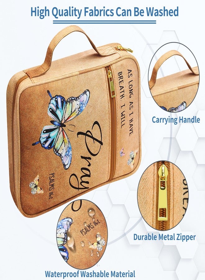 GUEER Bible Cover for Women, Bible Holder, Bible Cover Carrier Carrying Organizer Bag, God is Within Her She Will Not Fall, Zipper and Pockets for Standard Size Bible, Gift for Women（Butterfly） - Image 5