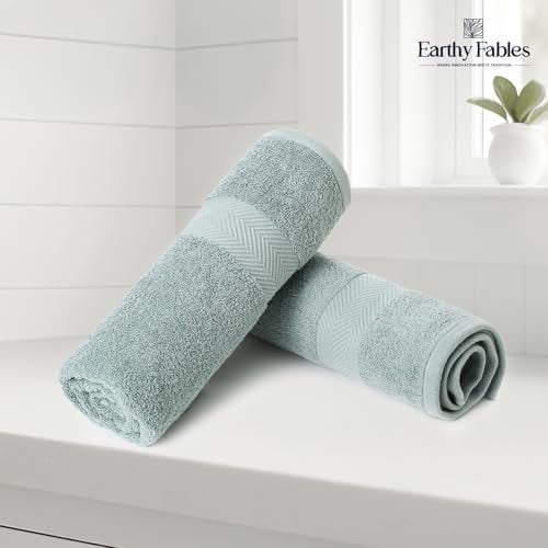 Earthy Fables Nebula Bath Towel – Pure Carded Cotton, Soft, Absorbent, Quick Dry & Skin-Friendly Towel, 140 x 70 cm, 500 GSM, Set of 2 – Seafoam - Image 3
