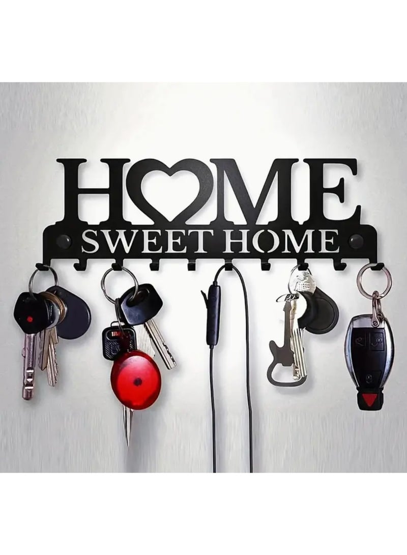 Metal Key Holder-Wall-Mounted Storage Rack With Decorative Hooks, Rust-Resistant Organizer Entry way hall way, Vehicle Keys, Car, Works, Store House, Coat, Hat, Raincoat, Bag, Easy install - Image 3