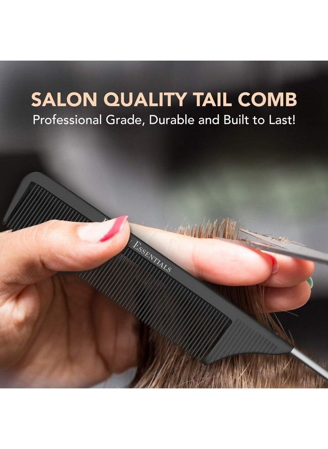 Bardeau Essentials - Professional 8.8 Inch Tail Comb Black Carbon Fiber And Stainless Steel Pintail Anti Static And Heat Resistant Teasing Comb Lightweight Tail Comb For All Hair Types - Image 1