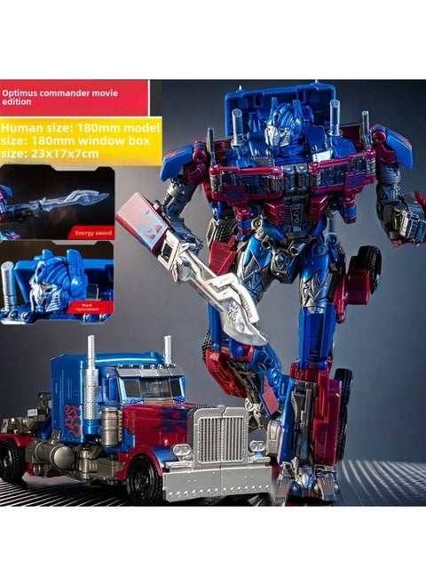 Fine-carved Deformation Toy Origin Movie Version Optimus Prime Robot King Kong Car Pillar Boy Toy Model Hand-made-Color:Ss05 Alloy Version Hero Optimus War General [window Color Box]