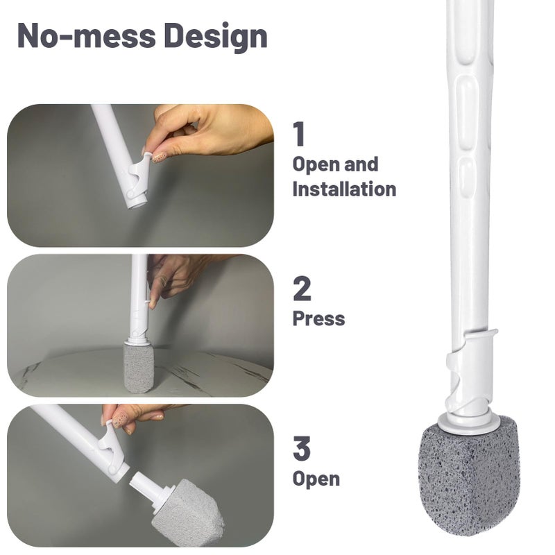 Enjunway Upgrade Pumice Stone Toilet Bowl Cleaner,Bathroom Cleaner Brush Toilet Wand Refills with 30CM Long Handle for Remove Hard Water Stains with 1 Wand+ Pumice Stones (5 Pack) - Image 3