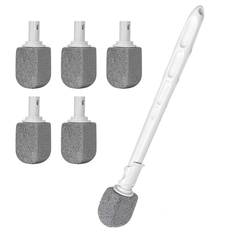 Enjunway Upgrade Pumice Stone Toilet Bowl Cleaner,Bathroom Cleaner Brush Toilet Wand Refills with 30CM Long Handle for Remove Hard Water Stains with 1 Wand+ Pumice Stones (5 Pack) - Image 1
